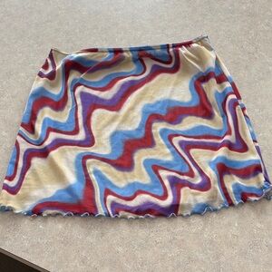 Urban Outfitters Red and Blue Wave Mini Skirt